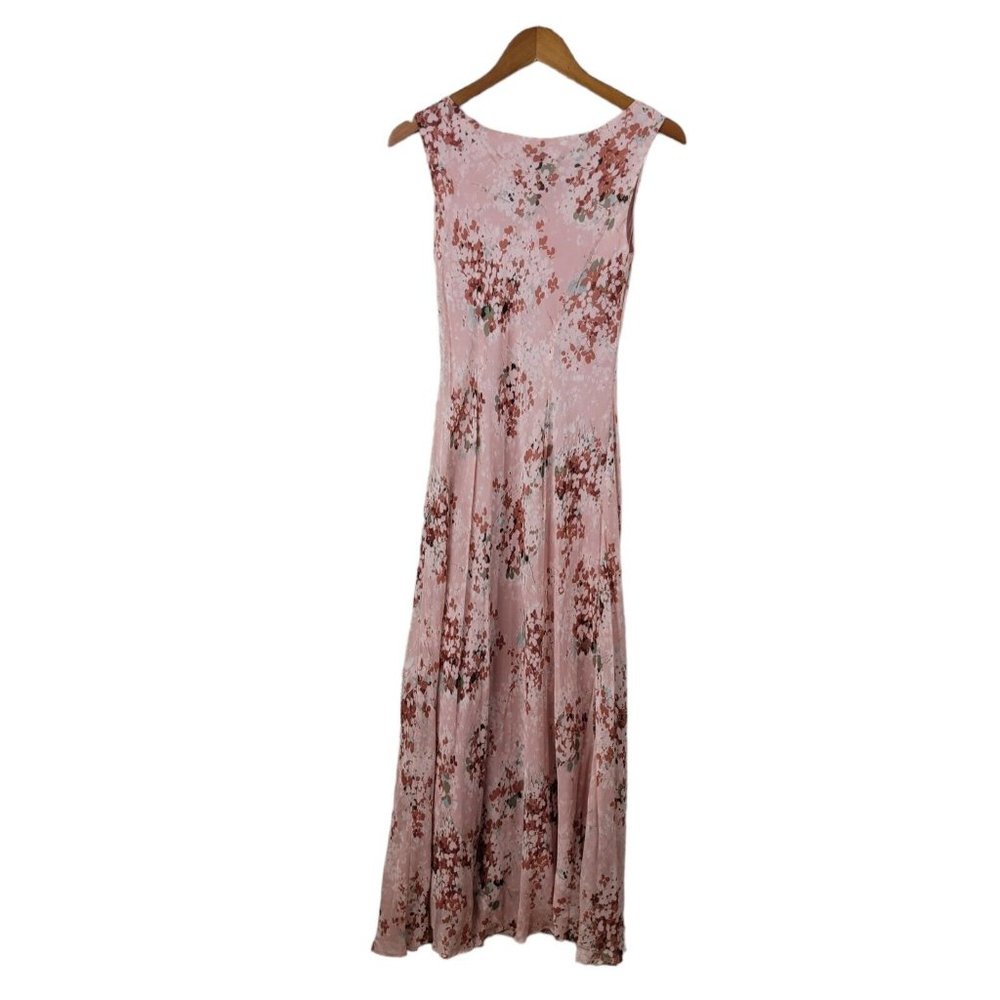 Vintage 90s size 8 Layered slip Dress Event Silk Chiffon Beaded Floral Maxi Long - Picture 5 of 7